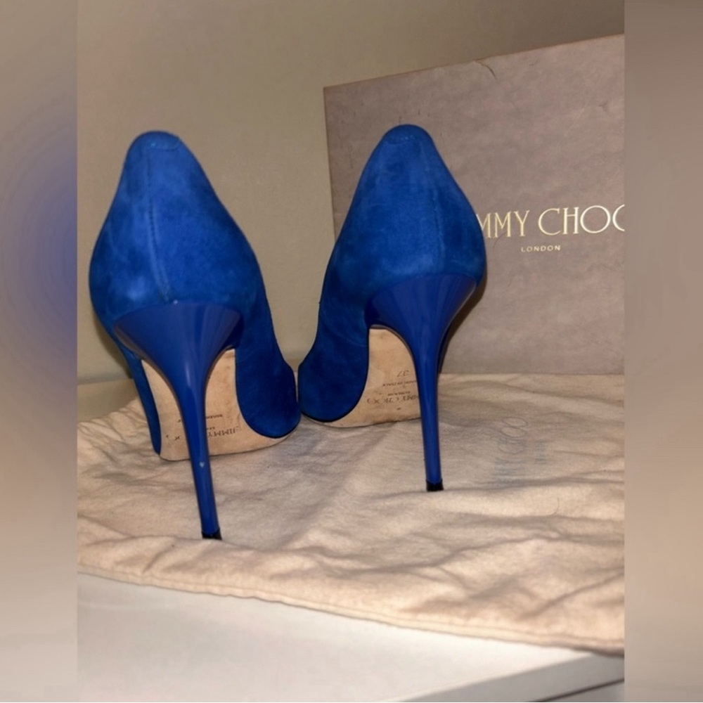 Jimmy Choo Pump in Blue Aegean Suede - Picture 2 of 7